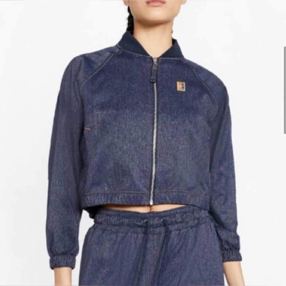 Nike Dri-FIT Denim Tennis Jacket NWT Size S Loose Fit Court Heritage Zip-Up
